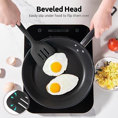 U-Taste OP-EUTN04-M-BK-US 600ºf Heat Resistant Slotted Turner: U-Taste 13.6In Silicone Kitchen Spatula Flipper thumb #7
