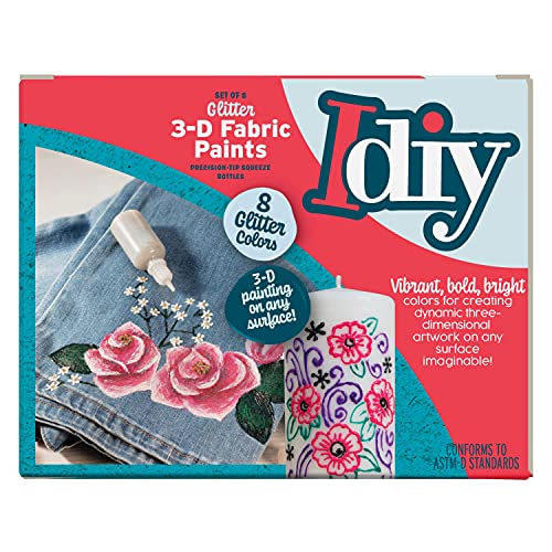 Scs Direct DIY-8PACKG-069 Fabric Paints (8 Glitter Colors)- 1Oz Bottles- Ultra Bright 3D Fabric T Shirt Clothing Soft Paint thumb #8