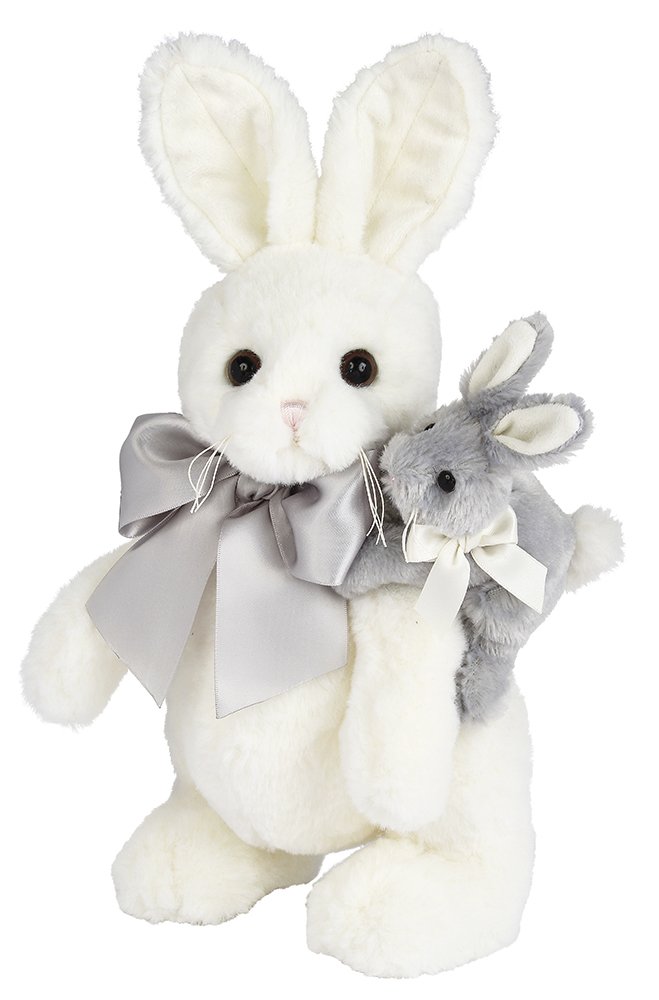 Bearington Unisex Bunny with Short Upright Ears and Ribbon, Great Gift for Bunny Lovers of All Ages