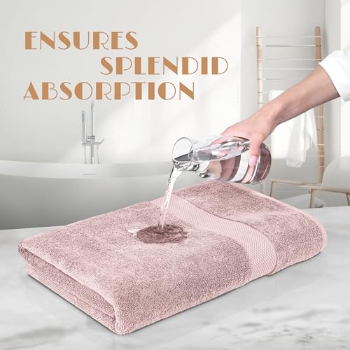 Image of White Classic Luxury Soft Bath Sheet Towels - 650 GSM Cotton Luxury Towels Extra Large 35x70 | Highly Absorbent and Quick Dry | Hotel Quality, Pink, 2 Pack