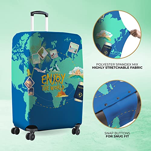 Image of Nasher Miles Polyester 65 (24 Inch) Medium Protective Luggage Cover - World Design
