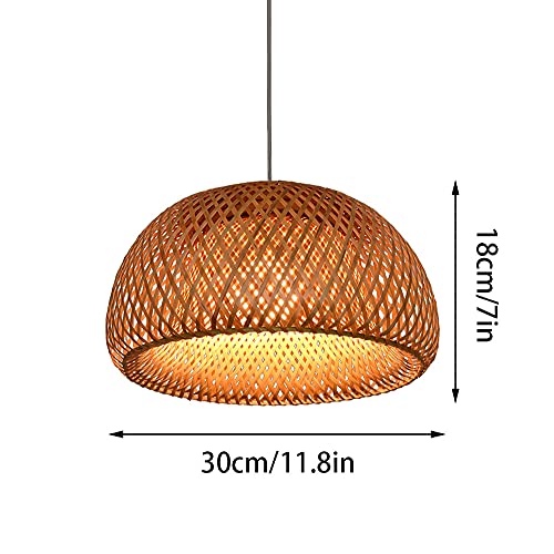 Lustre en Bambou Naturel Solution Éclairage Doux pour Plafond Bas - 5