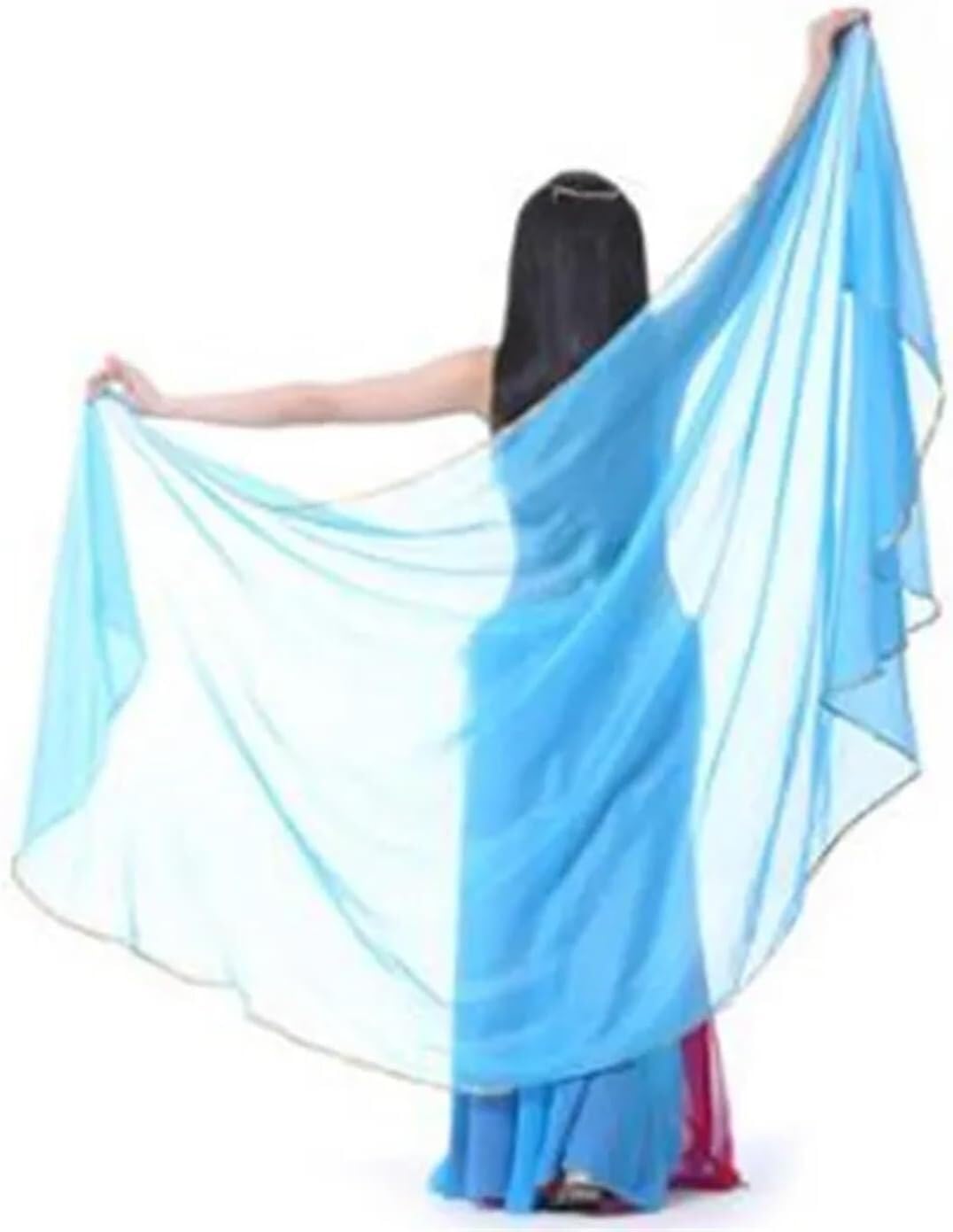 SSDDLZEQ Stage performance version Half-circle Belly Dance Scarf-style Chiffon Veil, Costume Accessories(6)