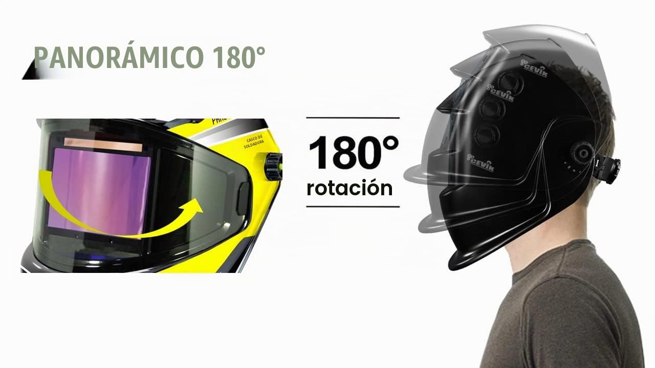 CEVIK PRO - CE-PE904XL - Careta Soldar Automatica Profesional - Auto Oscurecimiento Variable DIN5/9 y DIN9/13 - Máscara Soldar con Área de Visión de 101x68cm - Pantalla Para Soldadura MMA/TIG/MIG