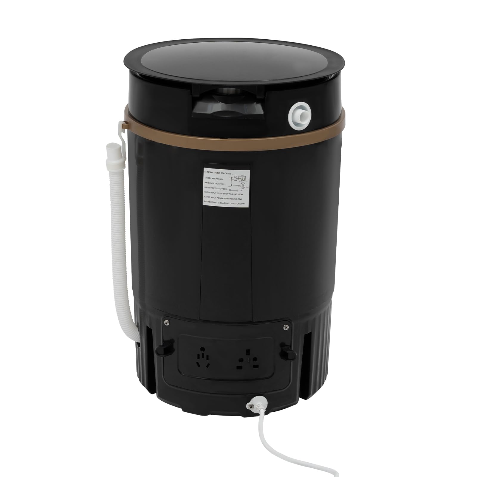 Waschmaschine Tragbare Mini Waschmaschine Multifunktions Waschmaschine Mobile Waschmaschinen Abnehmbarer Dehydrierungskorb 4 Anti Rutsch Pads Waschmaschine Mit Abtropfkorb (Schwarz)