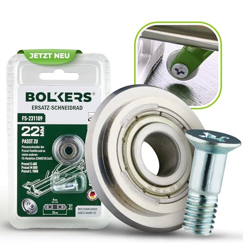 BOLKERS® ProCut Series Roue de coupe de rechange 22 x 6 x 6 mm en carbure de tungstène avec tige de roue - Roue de rechange pour coupe-carreaux - Pour couper...