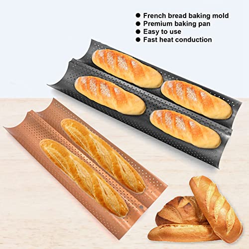 French Bread Baking Pan, Baguette, 2 Slot Non-Stick Food Grade Carbon Steel Perforated Design French Baguette Baking Pan For The Home Baguette #TOP5