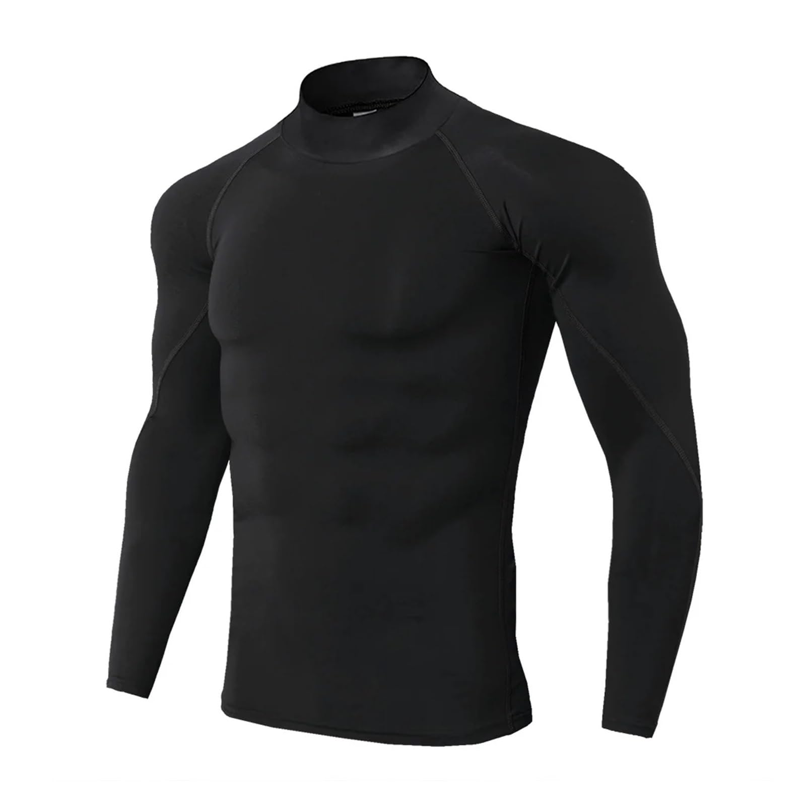 Functional Shirt Hauts de Compression Chemise à Manches Longues for Hommes, Chemise de Course à séchage Rapide, sous-vêtements d'entraînement de Musculation(Black,XXXL)