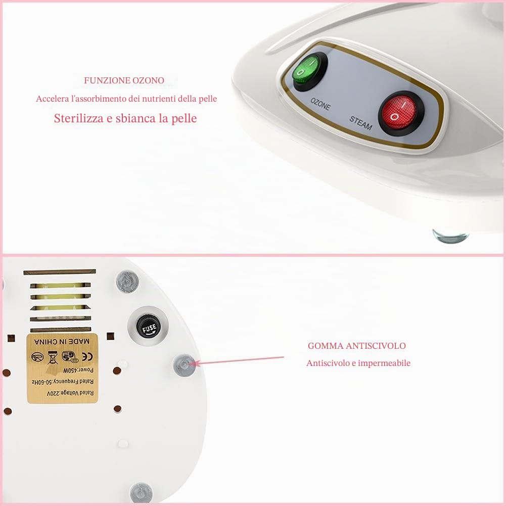 Face Spa Steamer, Ozono 2 in 1 e Sauna facciale a vapore, Nano-Ion Facial Steamer Salon Spa Macchina a vapore all'ozono Idratante Pulizia profonda