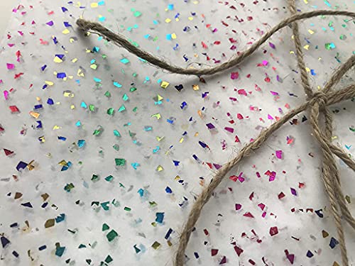 Insidemynest Rainbow Metallic Foil Specks Glitter On White Tissue Paper Sheets 30X20 Inches (20) #TOP2