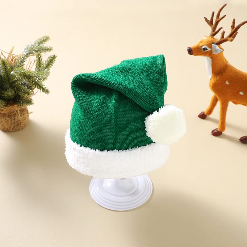 Image of LAWKUL My First Christmas Santa Hat for Baby Boy Girls Toddler Knit Beanie Infant Hats Pom Pom Beanie Green 12-18 Months