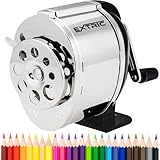 Pencil Sharpener Manual, Desktop Manual Pencil Sharpeners - Desktop and Wall Mount Pencil Sharpeners Heavy Duty, Silver 8 Sizes Holes, Metal Hand Crank Pencils Sharpener for Classroom