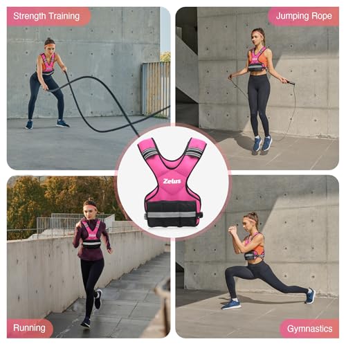 Image of ZELUS Weighted Vest for Men and Women | 4-10lb /11-20lb /20-32lb Vest with 6 Ironsand Weights for Home Workouts | Adjustable Body Weight Vest Exercise Set for Cardio and Strength Training