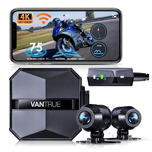 Vantrue F1 Motorcycle 4K Front and Rear Dash Cam, 4K + 1080P Motorcycle Camera, GPS, Full Body Waterproof, Wi-Fi, 160°Wide Angle, Starvis Night Vision, G-Sensor, Parking Mode, Support 512GB Max