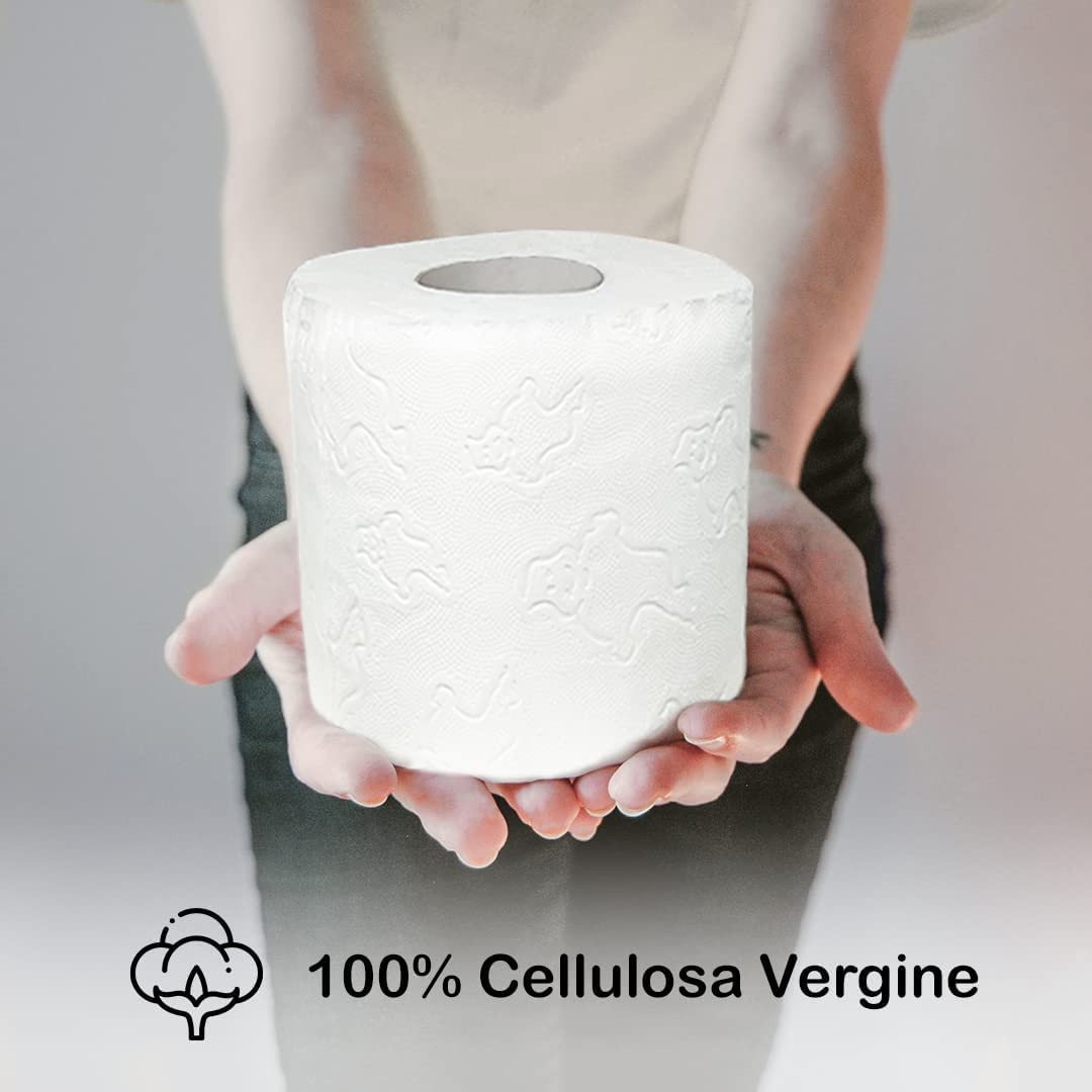 Carta Igienica Compatta a 2 Veli 96 Rotoli - Carta igienica super morbida e resistente 100% Cellulosa Vergine