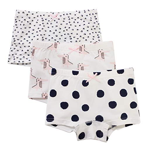 ANIMQUE Mädchen Unterhosen Boxershorts Baumwolle für Baby Kinder Microfaser Modal Slips Hautfreundlich 3er Pack Polka, 110