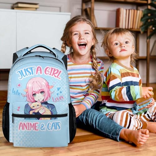 School Backpack for Girls, 17 Inch Cute Backpacks for Kids, Blue Portable Lightweight Bookbag for Middle School3