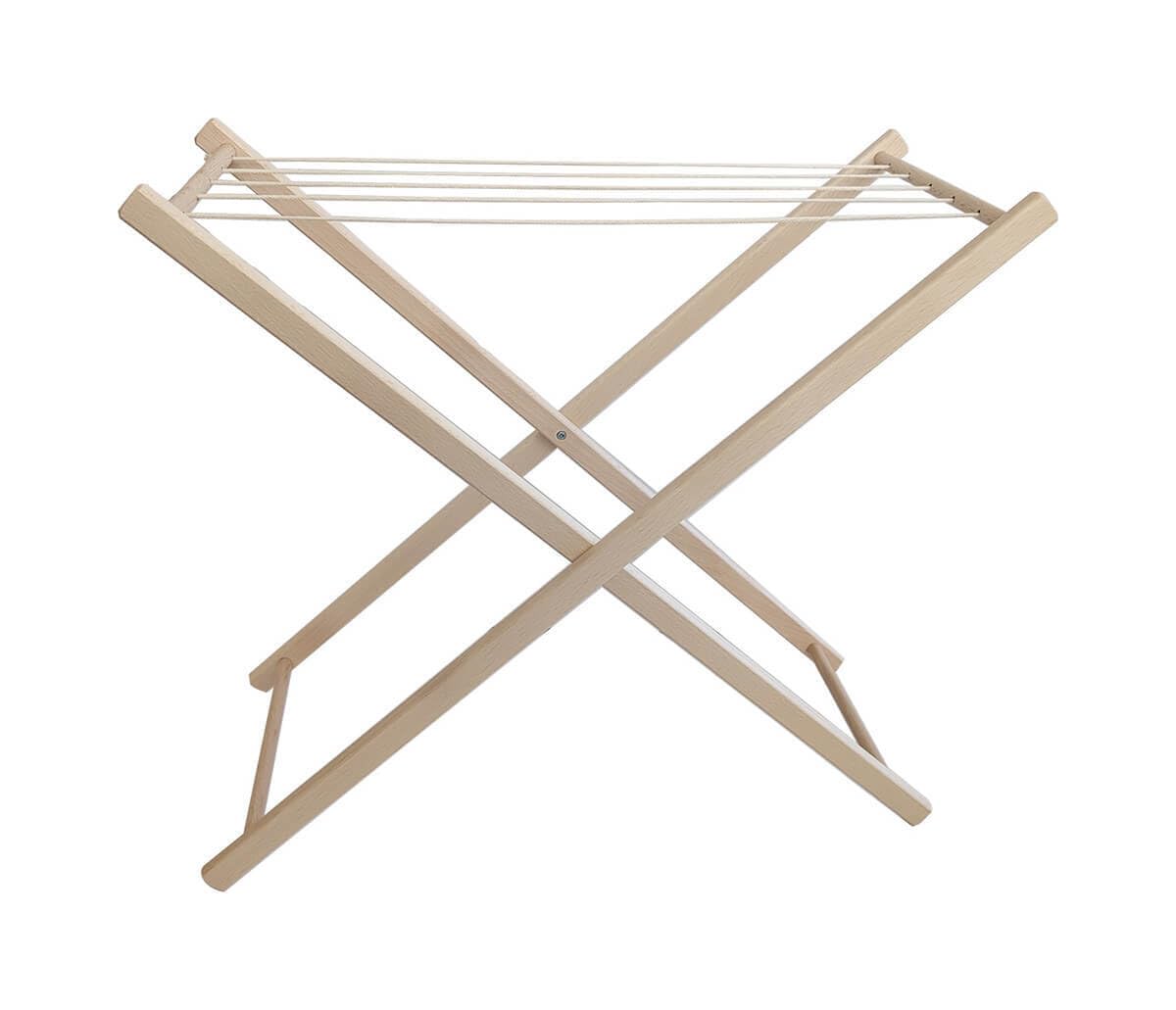 Holz-Wenzel 661 - Wäscheständer Katrinchen aus Holz, ca. 50 × 23 × 48 cm, Kinder-Wäscheständer, Rollenspiel-Zubehör für Haushaltsspiele, Naturbelassen, ab 18 Monaten