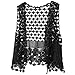 Hippie Häkeln Weste Damen Vorne Offen Kurze Ärmellos Bolero Boho Spitze SommerTops Crochet Strand Cardigan Häkelweste Hohl Blumen lockere Strickweste Strickjacke Leichte Beachwear (Black, One Size)
