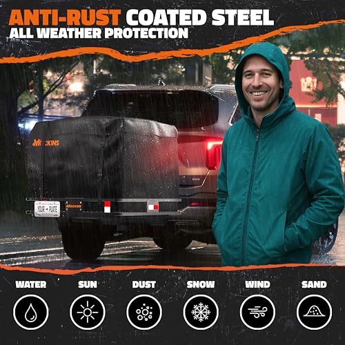 Image of Mockins 40 inchx40 inchx6 inch Extra Deep Square Trailer Hitch Cargo Carrier w /Plate Bracket | 500 Lbs Cap Heavy-Duty Cargo Hitch Carrier for Generators, Appliances, Coolers | Luggage Rack for SUV, Car & Truck