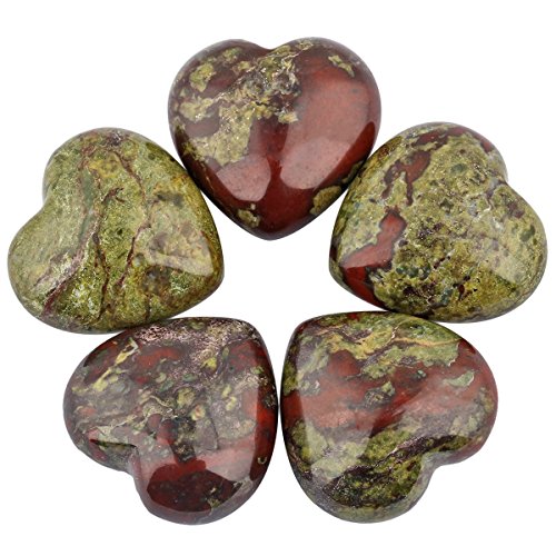 Rockcloud Healing Crystal 0.8 Inch Dragons Blood Heart Love Carved Palm Worry Stone Chakra Reiki Balancing Mini Size(Pack Of 4) #TOP2