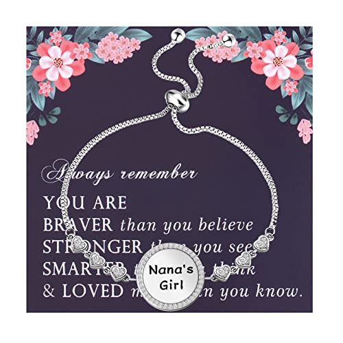 Image of FEELMEM Nana's Girl Slider Bracelet To My Girl Jewelry Granddaughter Gift Grandkids Jewelry Granddaughter Graduation Gift (Nana's Girl Bracelet)