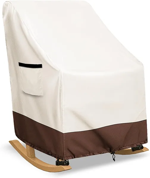 Exokugo Rocking Chair Cover 600D Heavy Duty Waterproof - Patio Furniture Covers for Outdoor Rocking Chairs - All Weather Protection 27x34x45 Inches Beige