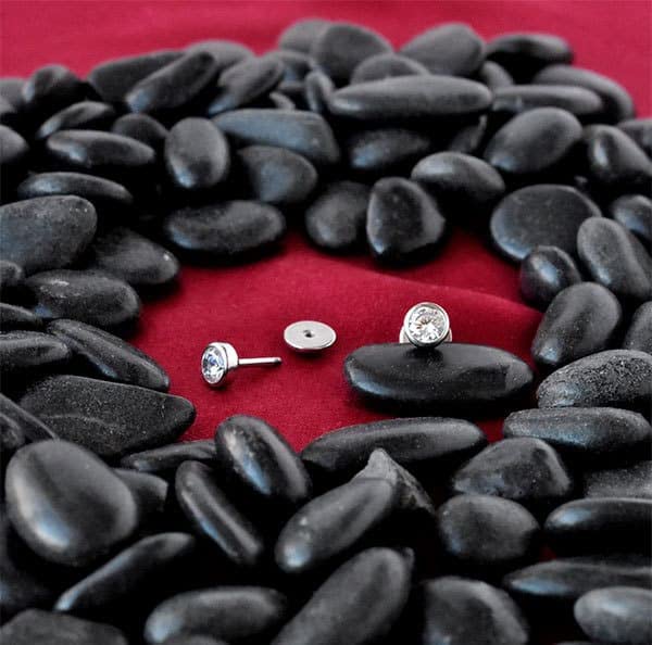 ComfyEarrings CZ Crystal Bezel Stud Earrings, Stainless Steel4