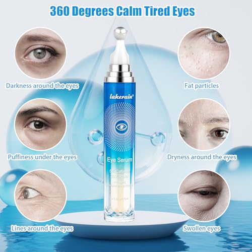 Soro para os olhos 5% de cafeína com cobertura rollerball de massagem de 360°, creme para olhos com