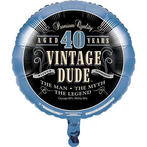 Creative Converting Vintage Dude 40th Birthday 2-Sided Round Mylar Balloon