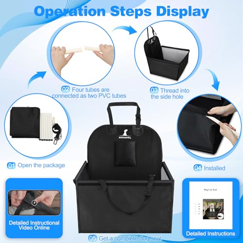 Wimypet Hunde Autositz für Kleine Mittlere Hunde, Hundesitz Haustier Robust Autoschondecke mit Hundesicherheitsgurt, Wasserdicht Faltbar Autositzbezu