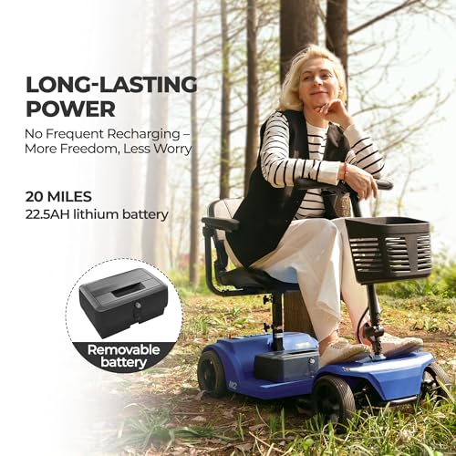 Image of 330lbs Max Weight, Electric Mobility Scooter for Adults 4 Wheel Mobility, 20miles Per Charge Electric Powered Wheelchair Power Scooters Blue