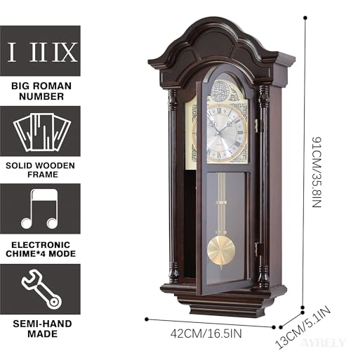 AYRELY 36-inch Grandfather-Style Chiming Wall Clock