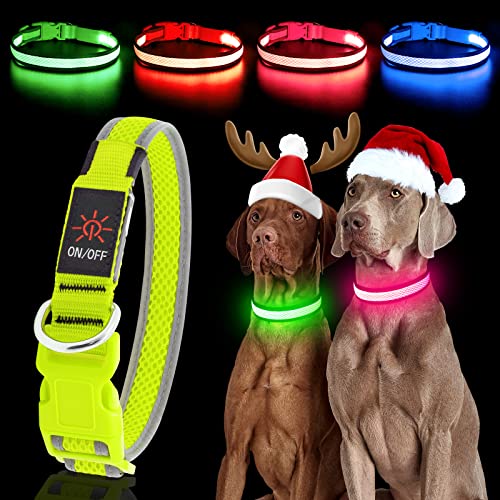 The Best Reflective Dog Collar 12 YFbrite Light up Dog Collar, Rechargeable LED Dog Collar, Christmas ...