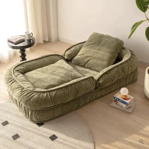 Image of Woolly | Human Dog Bed | Large Floor Sofa Bed | Low Seating | Recliner and Lounger (Olive Green)