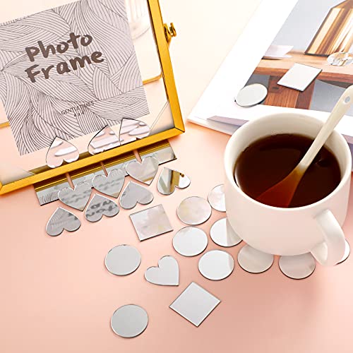 150 Pieces Round Square Mirror Tiles, Mini Size Circle Mirror Self Adhesive, Heart Mirror Small Square Mirror, Diy Mosaic Mirror Circles Tiles For Arts And Crafts Projects, Framing, Room Home Decor #TOP4