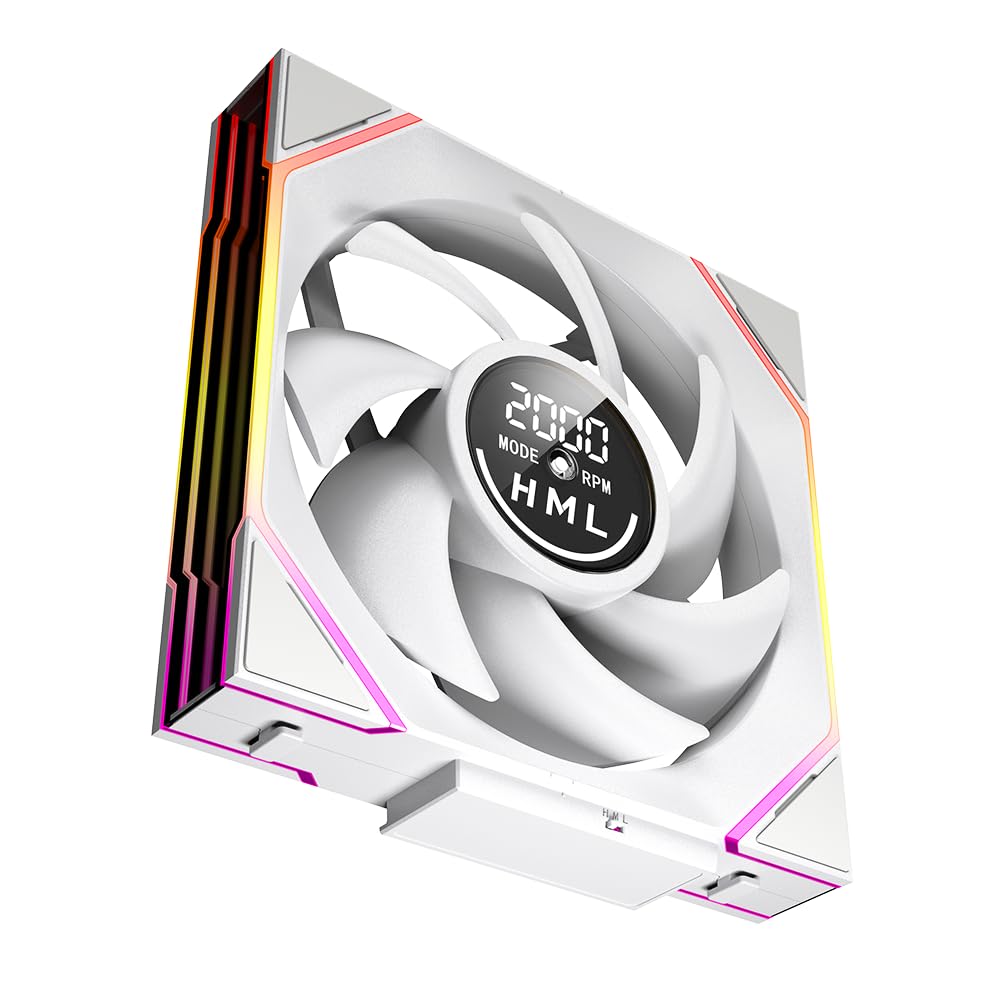 Jungle Leopard Interstellar-V4 140 mm Daisy Chain RGB PC Ventilador con indicador de velocidad, 2100RPM/70.6CFM, 5V3PIN ARGB y ventilador PWM 12V4PIN (blanco)