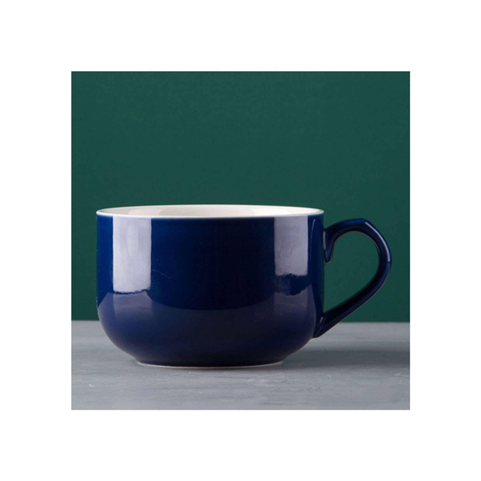 La taza de sopa, Taza grande for sopa, taza de café con asa, cuencos de cerámica for sopa de cereales, apta for lavavajillas y microondas, taza de desayuno for leche, té, bocadillos, helado(Blu)