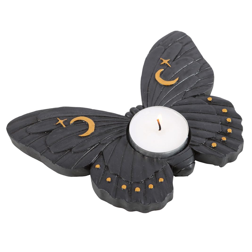 Something Different Wholesale Black Gothic Metal Moth Tealight Candle Holder - Decorative Stand, Unique Centrepiece For Elegant Ambiance