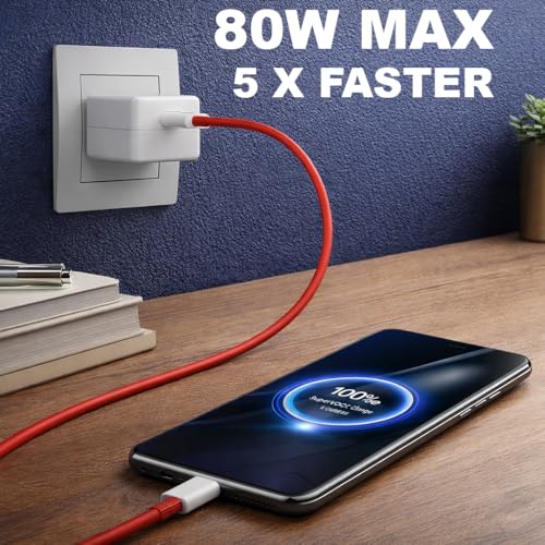 Image of One Pluss Original 80W SUPERVOOC Charger for OnePlus Nord CE4 5G Nord CE3 5G CE 3 Lite Mobiles Fast Charging OnePluss Dash /Wrap /Vooc /Super Fast Charger Adapter