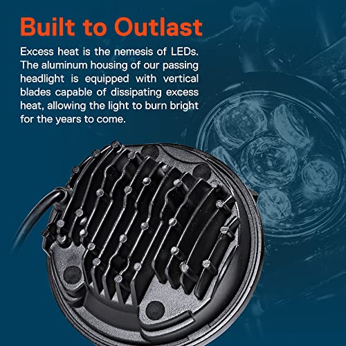 5.75" (5 3/4) Harley Led Headlight For Harley Davidson [Black-Finish] Round Led Motorcycle Headlight For Dyna Street Bob Super Wide Glide Low Rider Night Rod Train Softail Sportster #TOP4