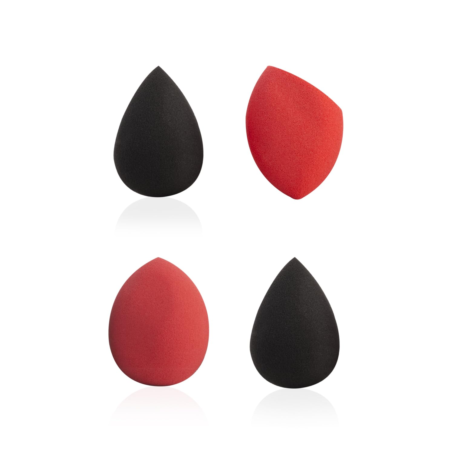 PAC Mini Sponge Set (4 Pc) | Beauty Blender Set, Makeup Sponge | Soft Water Drop, Egg Cut Shape for Foundation, Creams & Powders | For Normal Skin Types - Soft, Reusable & Washable (Black, Red)-picture-36