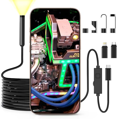 BNEHHOV Endoscopio per Smartphone, 1920P Telecamera Endoscopica, Telecamera Ispezione Tubi con 8 Luci LED, IP67 Sonda Impermeabile Cavo Semirigido da 5M Compatibile con Android e iOS BNEHHOV Endoscopio per Smartphone, 1920P Telecamera Endoscopica, Telecamera Ispezione Tubi con 8 Luci LED, IP67 Sonda Impermeabile Cavo Semirigido da 5M Compatibile con Android e iOS