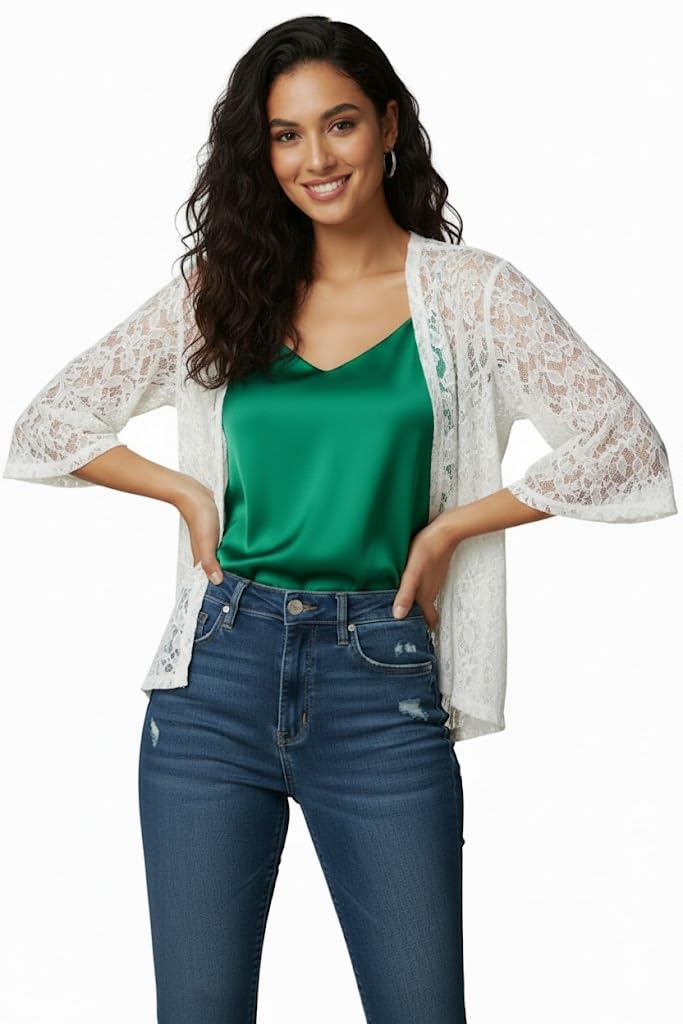 MH Women's/Girl's Lace Broad Sleeve Casual Shrug wear Cotton Net Shrug-image-24