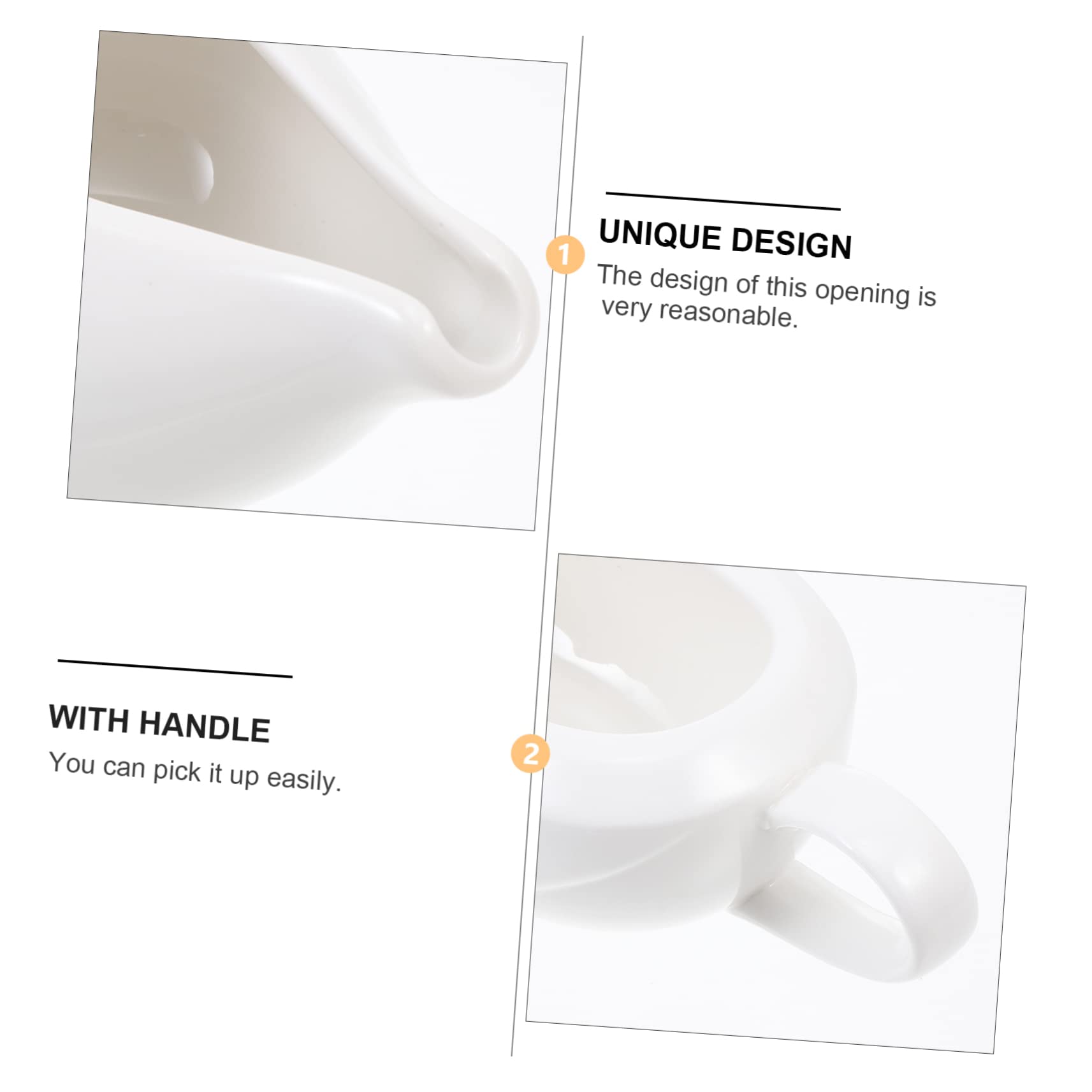 FUNOMOCYA 2pcs Western Food Sauce Spoon Gravy Pourer Coffee Dispenser Small Gravy Boat Honey Cup Household Milk Cup Gravy Boats Sauce Jugs Coffee Creamers Milk Container White Ceramics