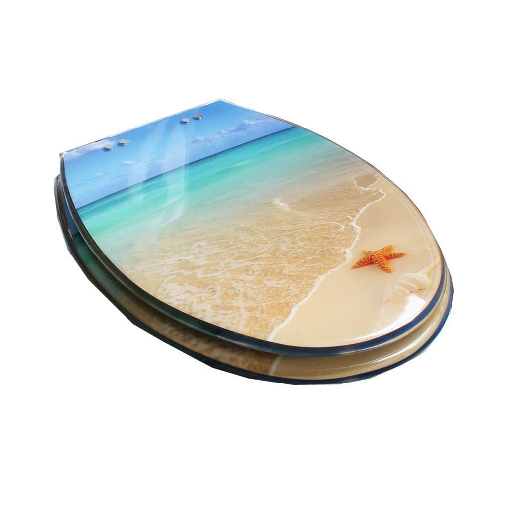 MOBYGKFY Fashionable Resin Toilet Seat U-Shaped V-Type O-Type Universal Thick Section Stainless Steel Descending