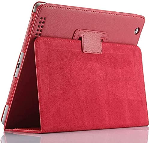 Leather Flip Stand Folio Case Plain Cover for Apple iPad Air 2nd Generation A1566 A1567 (Red) - Image 2