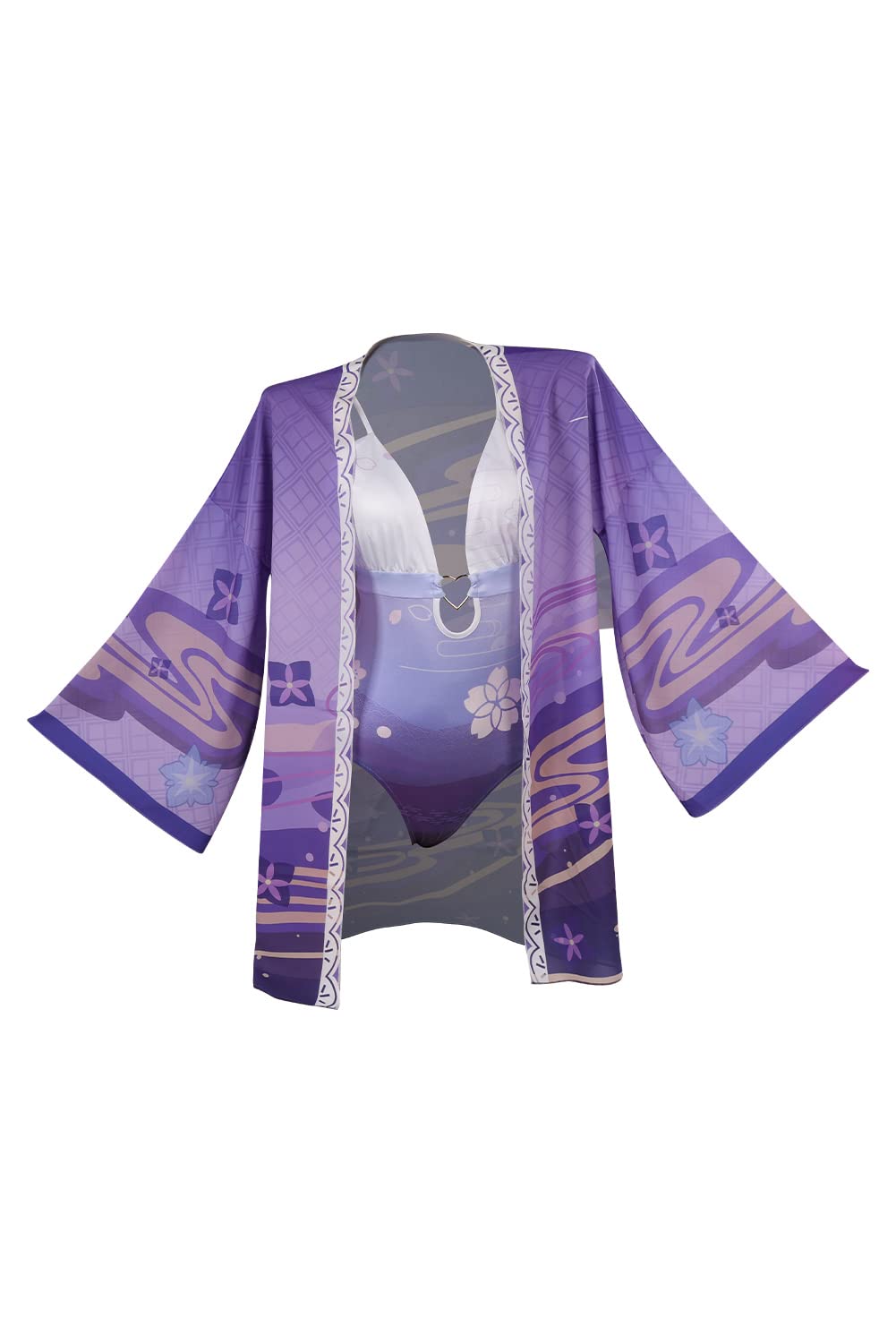 Gosbeliy Genshin Impact Raiden Shogun Swimsuit Raiden Cosplay Costume Cloak Outfits Women Summer Beach Party Suit