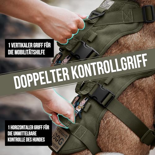 OneTigris Hundegeschirr, T-Bone Taktisches Geschirr mit 2 Griff Ausbruchsicher Einstellbar Brustgeschirr für Hunde Jagd Wandern Trainierung Spaziergang Outdoor-Aktivitäten (Grün, L)