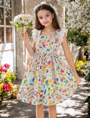 Little Girl A-Line Dress Summer Hollow Out Lace Sleeve Party Sundress Kids Casual Ruffle Hem Outfit Clothes 18Month-8Years2